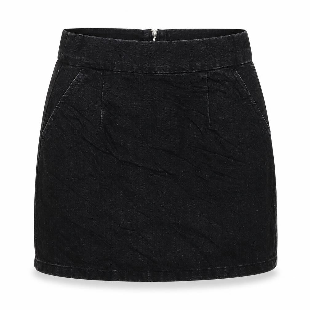Topshop Womens Black Cotton A-Line Skirt Size 26 in Zip