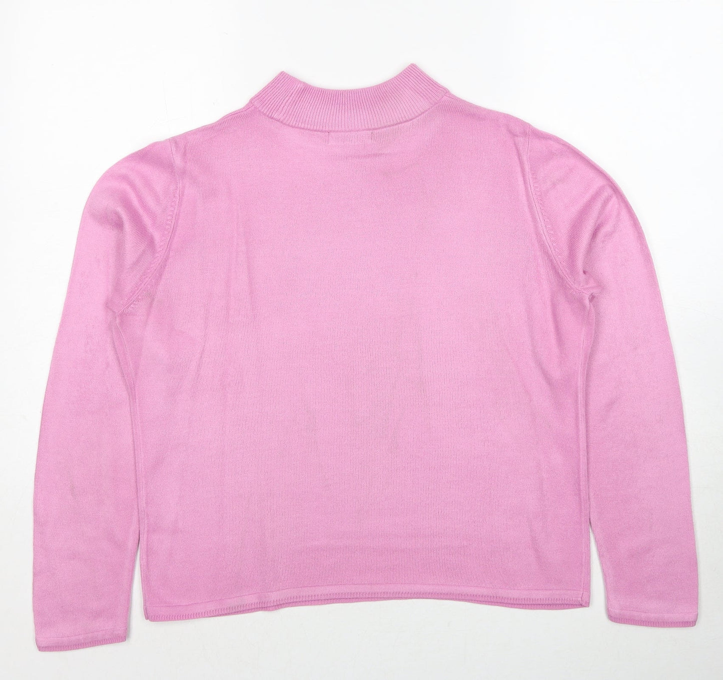 Bonmarché Womens Pink Round Neck Acrylic Pullover Jumper Size S