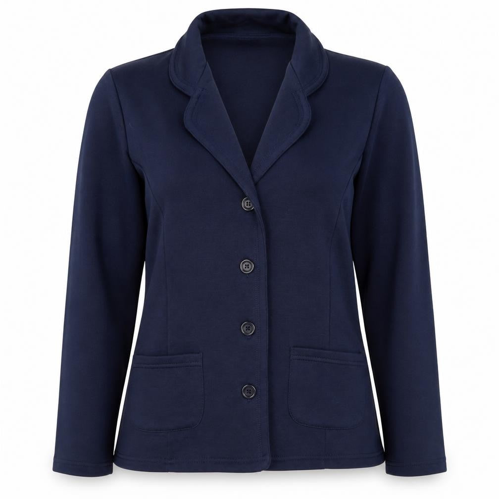 Damart Womens Blue Polyester Jacket Blazer Size 10 - Size 10-12