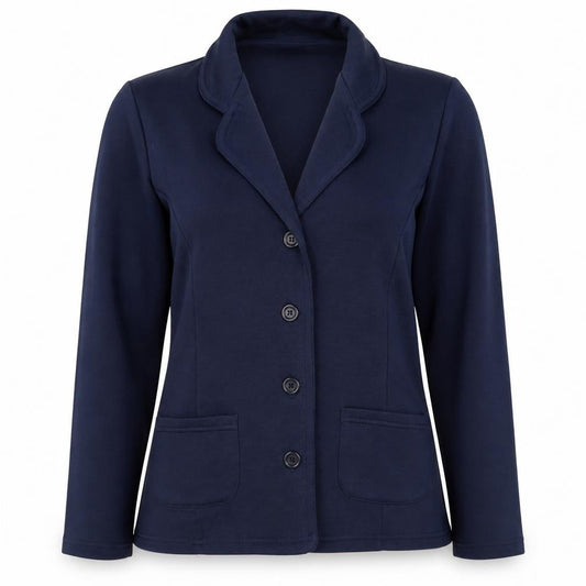 Damart Womens Blue Polyester Jacket Blazer Size 10 - Size 10-12