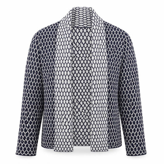 H&M Womens Blue V-Neck Argyle/Diamond Cotton Cardigan Jumper Size XS