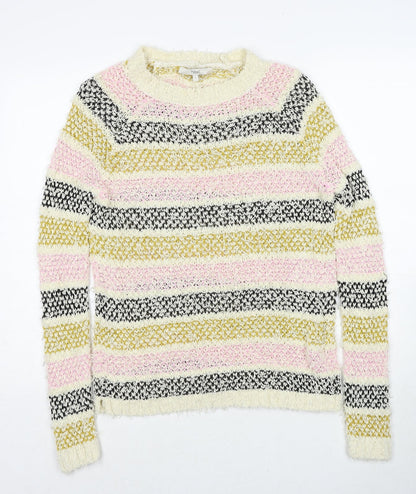Next Womens Multicoloured Round Neck Striped Cotton Pullover Jumper Size S