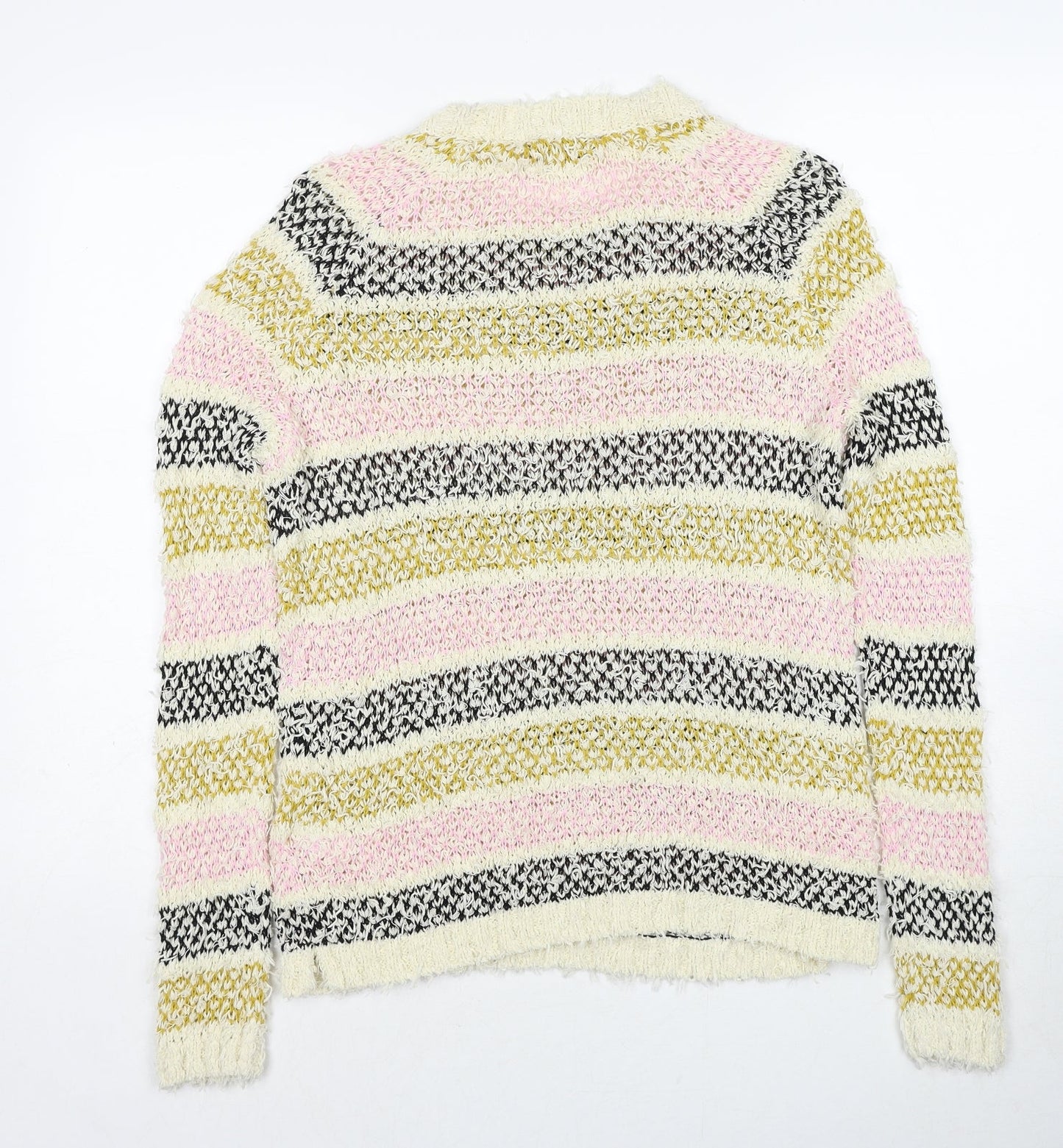 NEXT Womens Multicoloured Round Neck Striped Cotton Pullover Jumper Size S