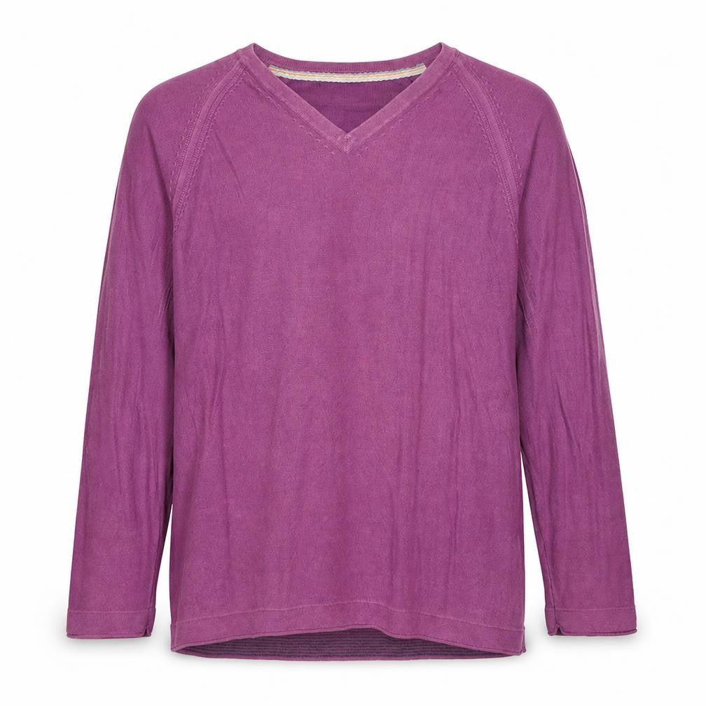 Marks & Spencer Mens Purple V-Neck Cotton Pullover Jumper Size L Long Sleeve