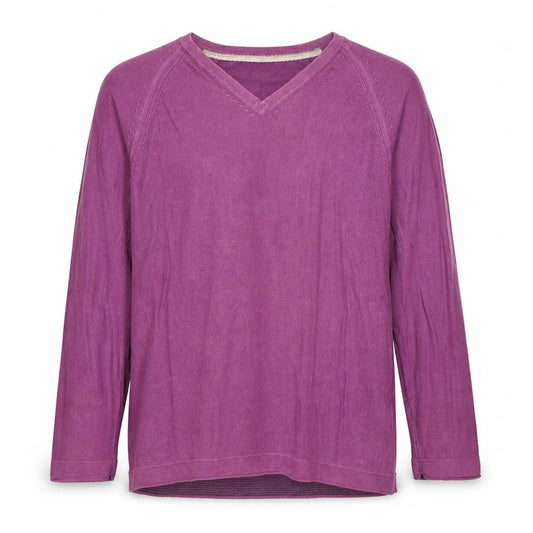 Marks & Spencer Mens Purple V-Neck Cotton Pullover Jumper Size L Long Sleeve