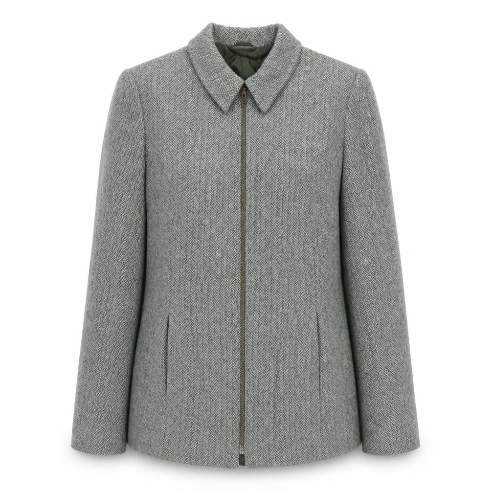 FOSBY Womens Green Herringbone Jacket Size 12 Zip