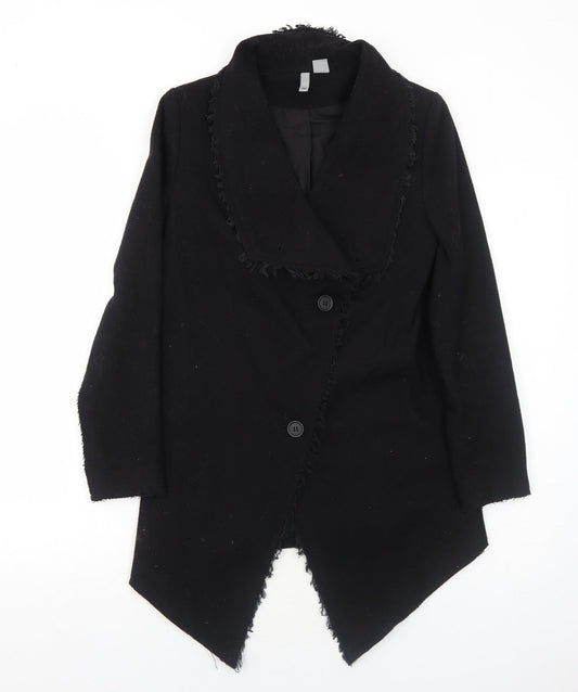 H&M Womens Black Overcoat Coat Size 10 Button