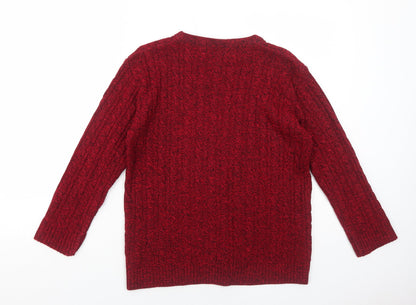 Choice Womens Red Round Neck Geometric Polyester Pullover Jumper Size S