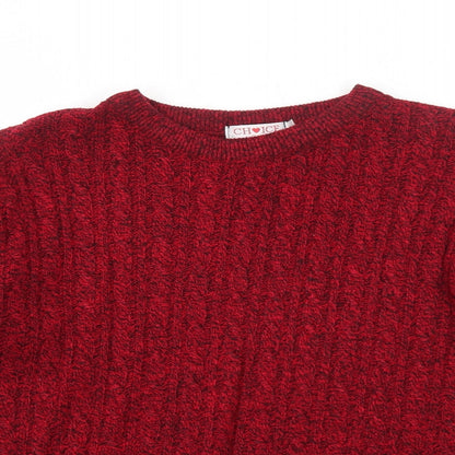 Choice Womens Red Round Neck Geometric Polyester Pullover Jumper Size S
