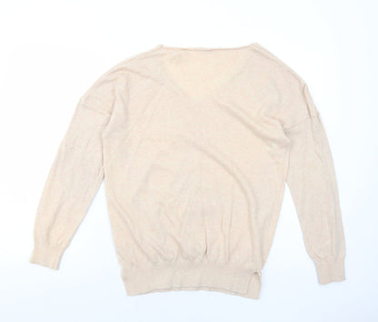 Damart Womens Pink V-Neck Nylon Pullover Jumper Size 10