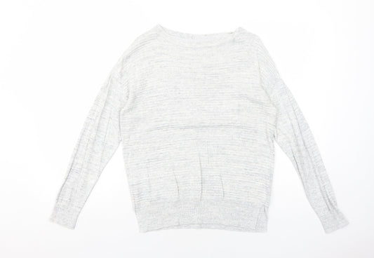 NEXT Womens Grey Round Neck Geometric Viscose Pullover Jumper Size 12