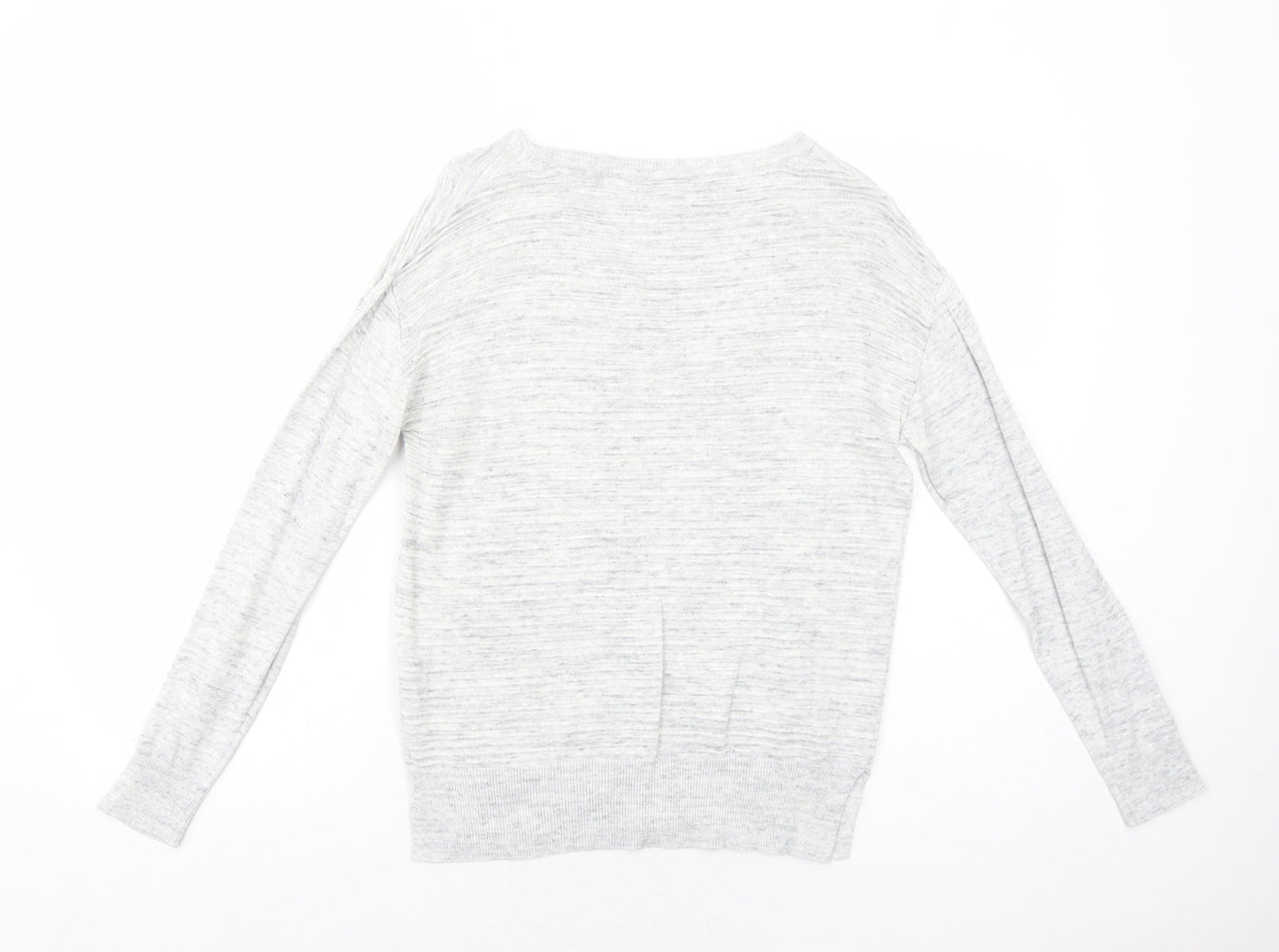 NEXT Womens Grey Round Neck Geometric Viscose Pullover Jumper Size 12