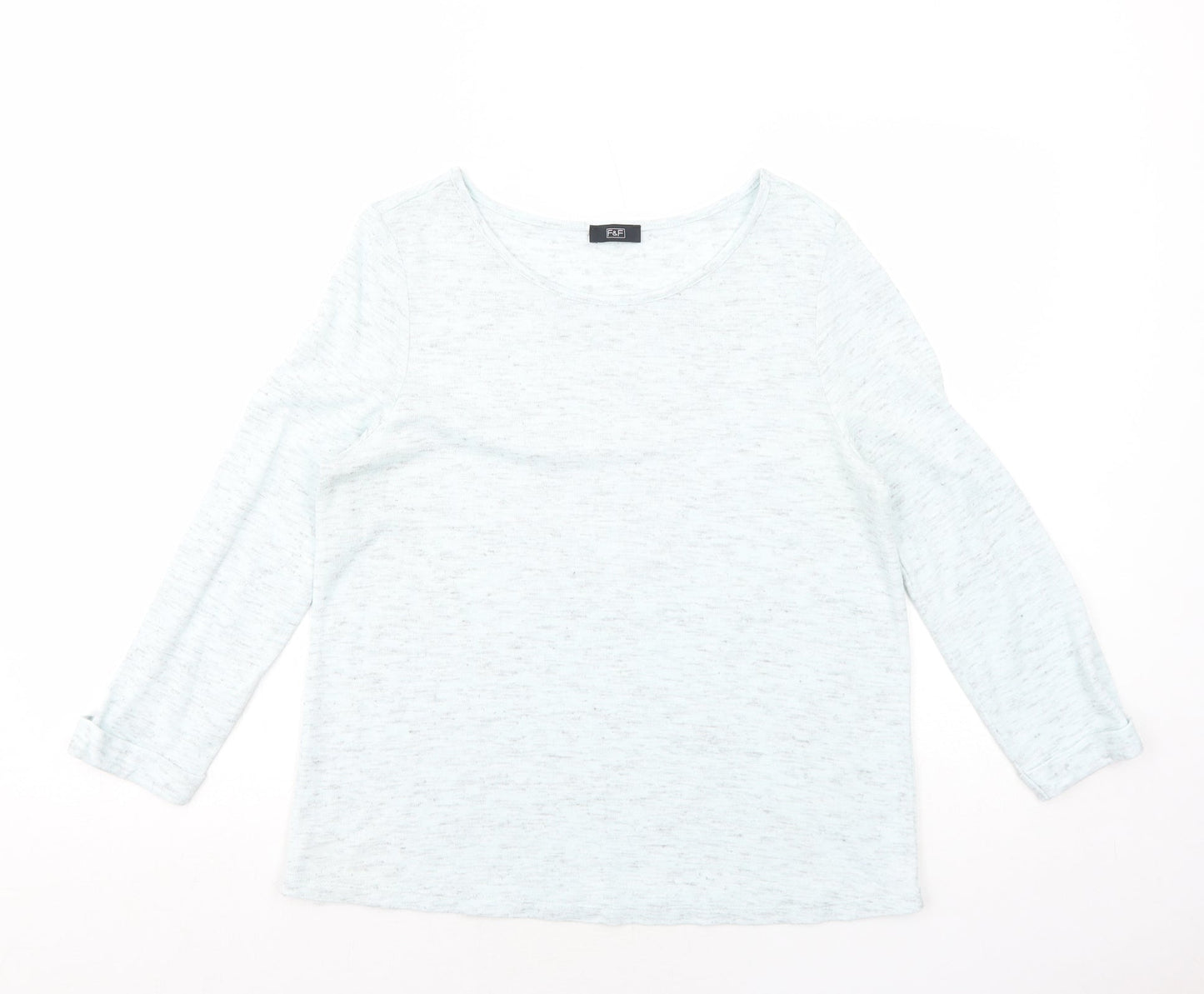 F&F Womens Blue Round Neck Geometric Acrylic Pullover Jumper Size M