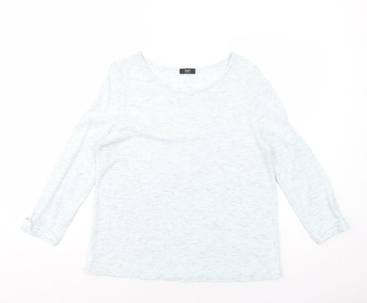 F&F Womens Blue Round Neck Geometric Acrylic Pullover Jumper Size M
