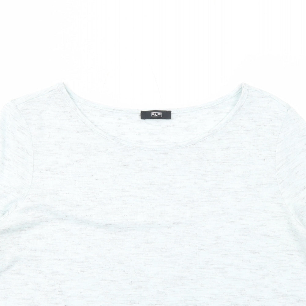 F&F Womens Blue Round Neck Geometric Acrylic Pullover Jumper Size M