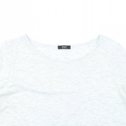 F&F Womens Blue Round Neck Geometric Acrylic Pullover Jumper Size M