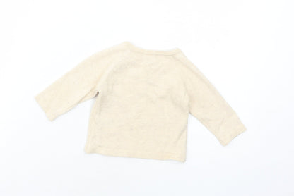 Preloved Disney Baby Baby Beige Cotton Pullover Jumper Size 0-3 Months Button - Dumbo - Back