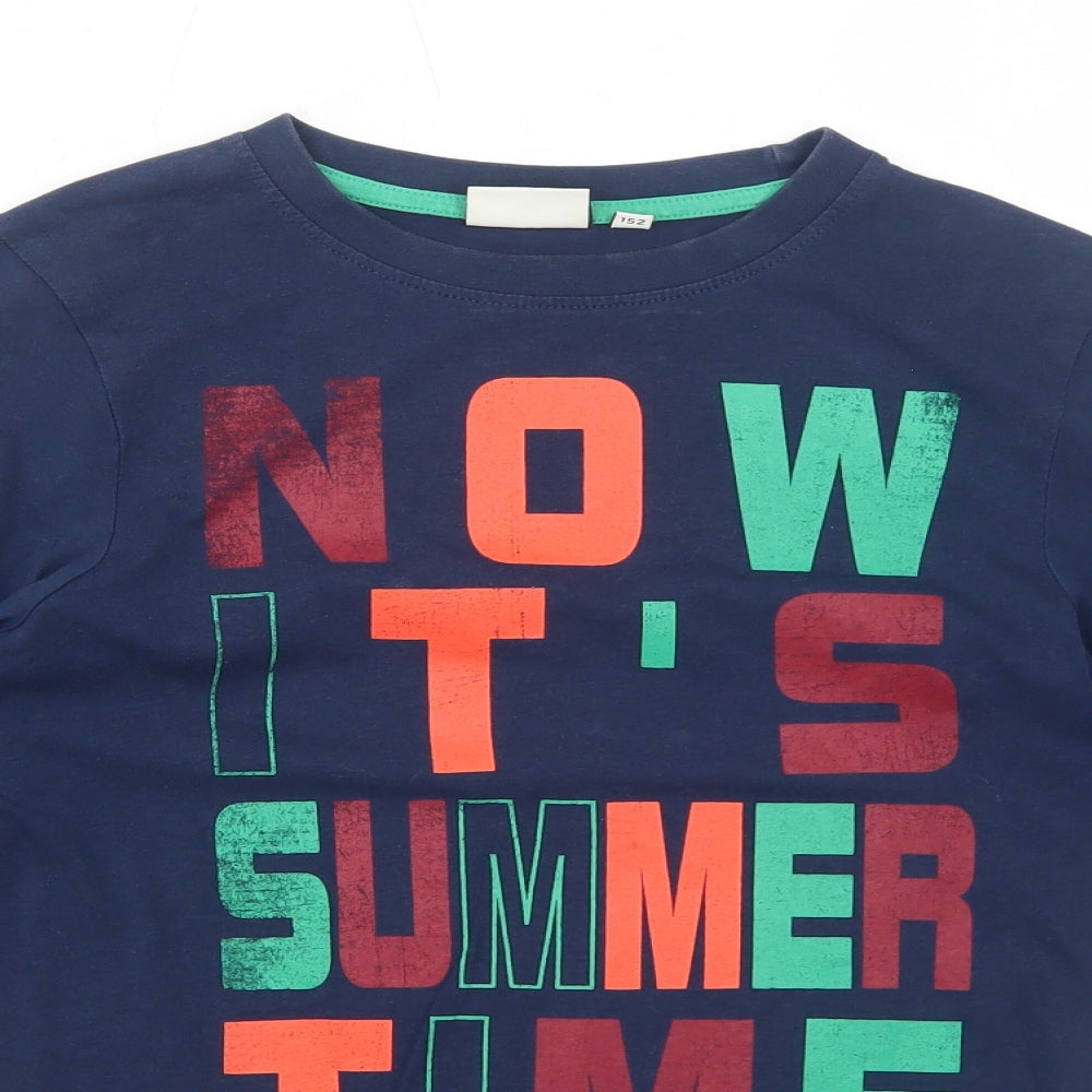 TOM TAILOR Boys Blue Cotton Basic T-Shirt Size 10 Years Round Neck Pullover - Now It's Summer Time