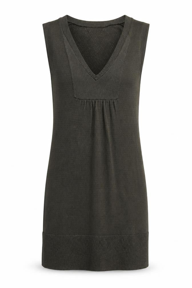 Mango Womens Green Viscose A-Line Size M V-Neck Pullover