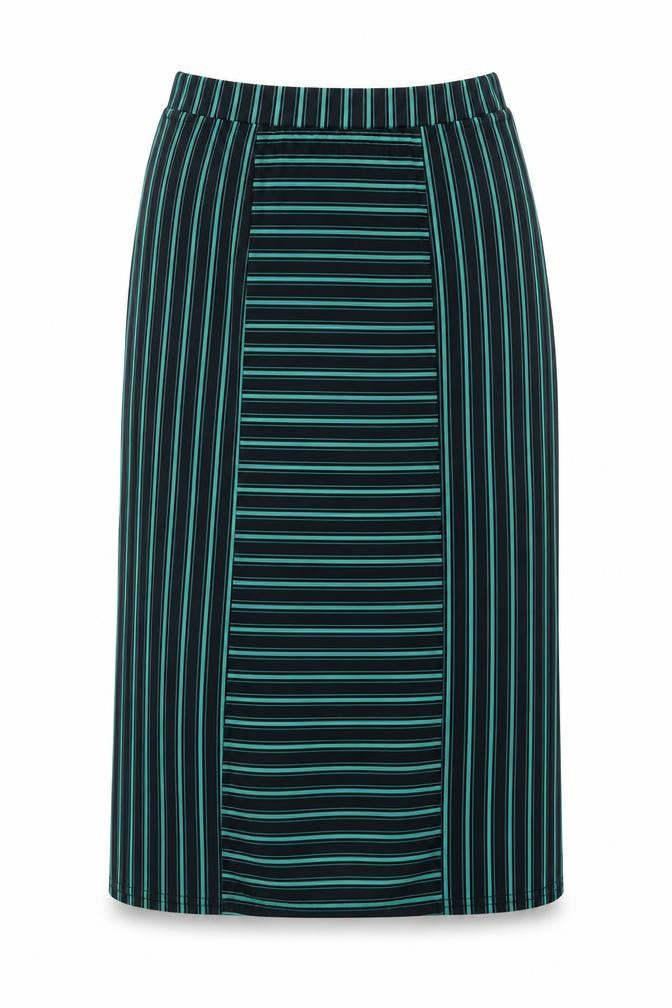 Beauty Angel Womens Green Striped Polyester A-Line Skirt Size 8 Zip