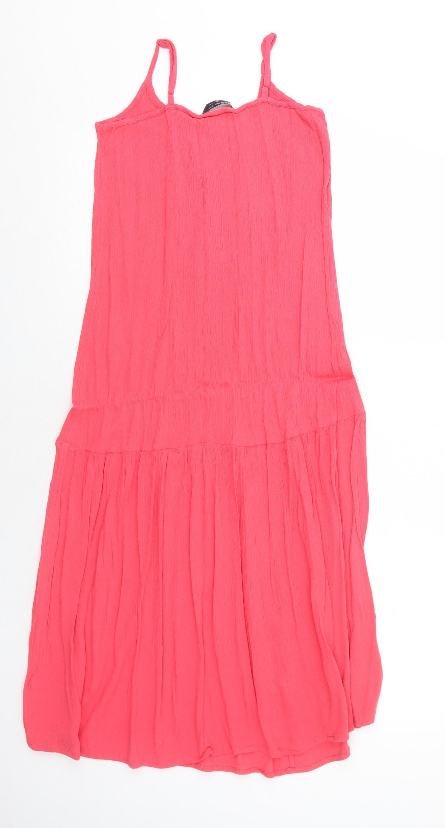 Marks and Spencer Womens Pink Viscose Tank Dress Size 6 Round Neck Pullover