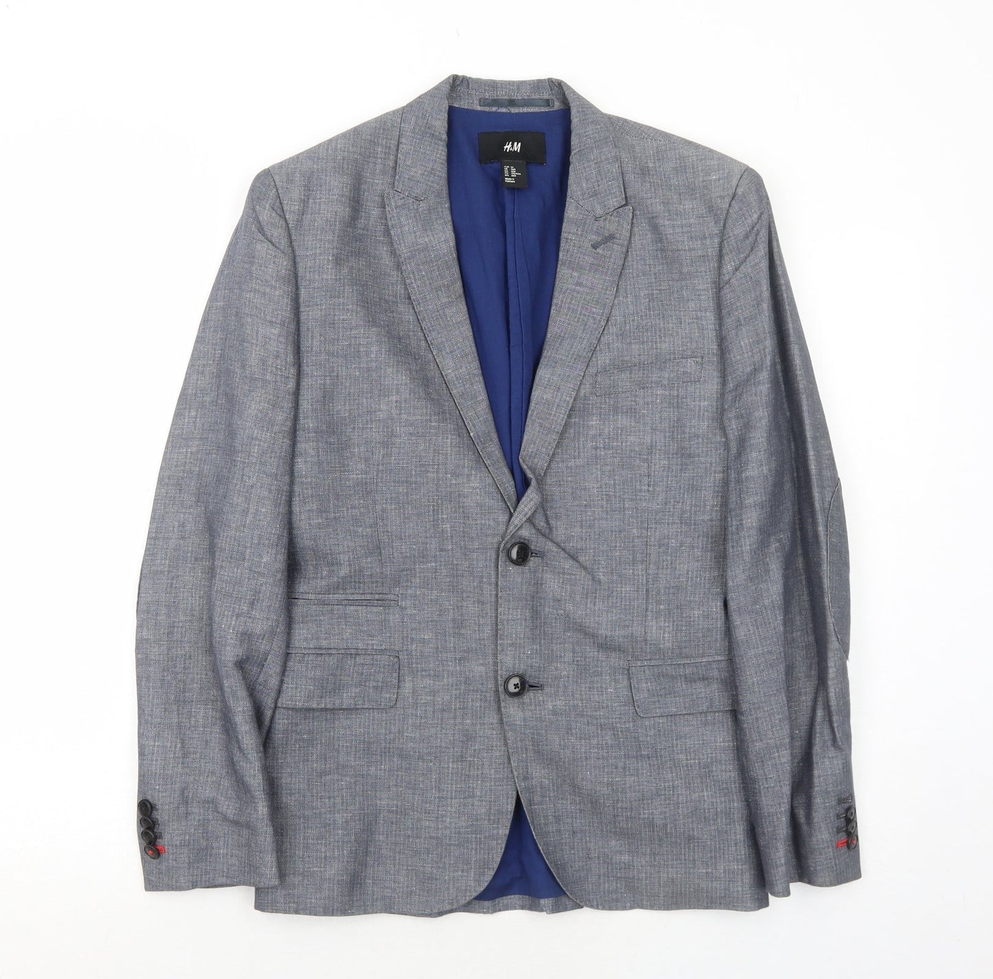 H&M Mens Blue Polyester Jacket Suit Jacket Size 36 Regular