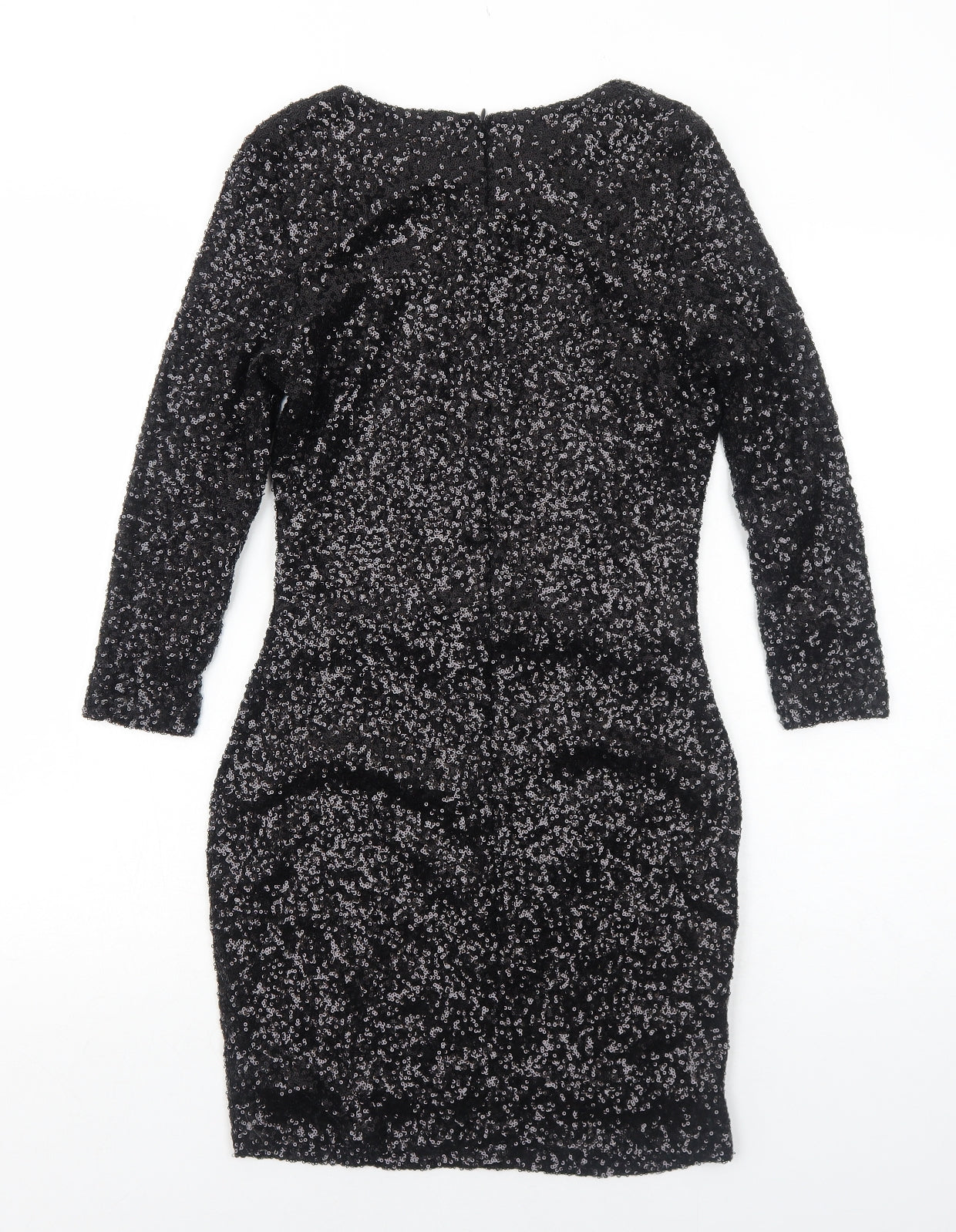 Preworn Womens Black Polyamide Bodycon Size 10 Round Neck Zip