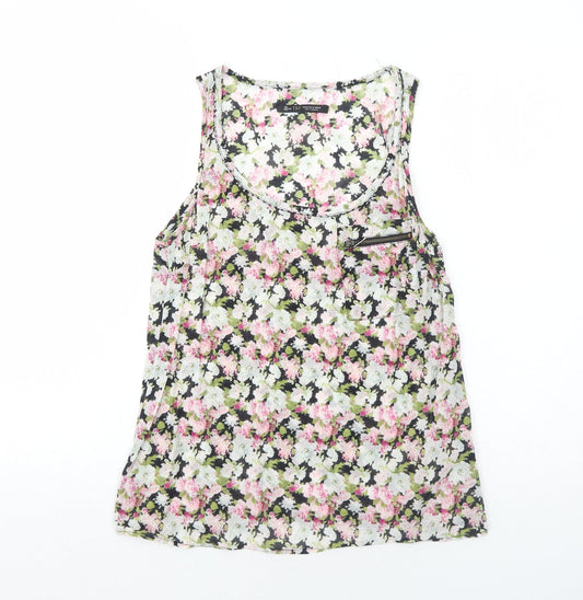 Zara Womens Multicoloured Floral Polyester Basic Tank Size M Scoop Neck