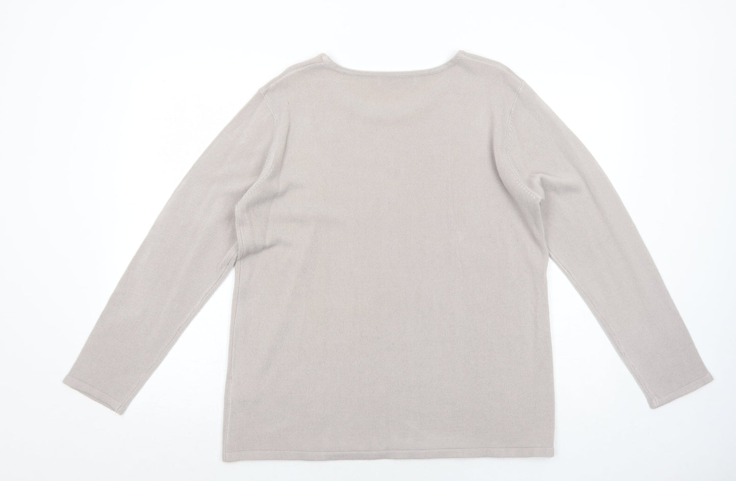 Cashmasoft Womens Beige Boat Neck Acrylic Pullover Jumper Size XL - Embellished Neckline