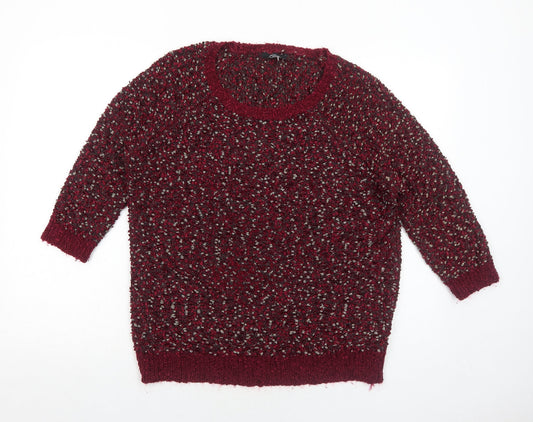 Bonmarché Womens Red Boat Neck Polyester Pullover Jumper Size L