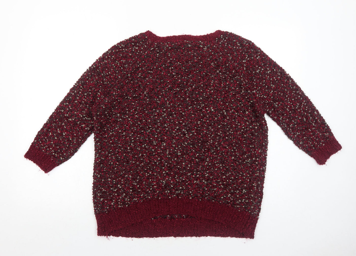 Bonmarché Womens Red Boat Neck Polyester Pullover Jumper Size L