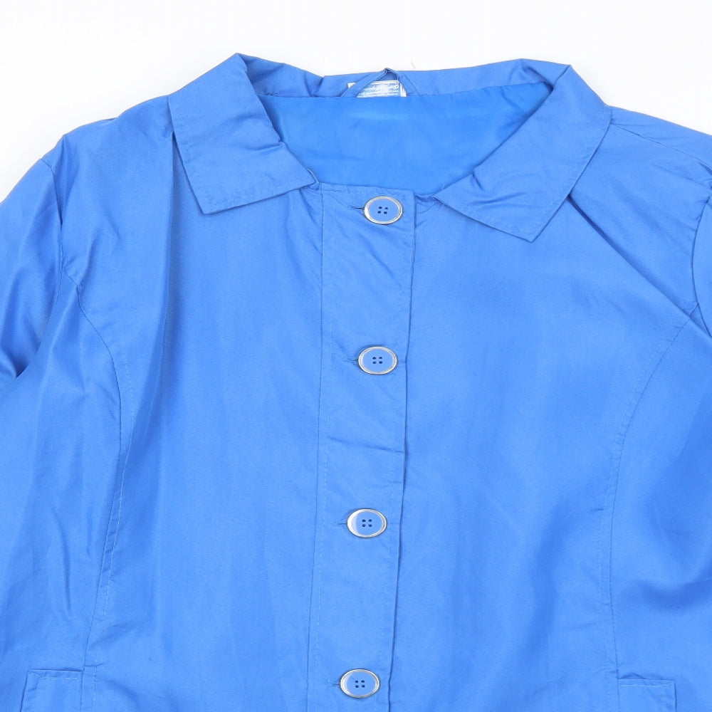 Anne De Lancay Womens Blue Pea Coat Coat Size 14 Button