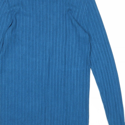 Tu Womens Blue Mock Neck Viscose Pullover Jumper Size 10