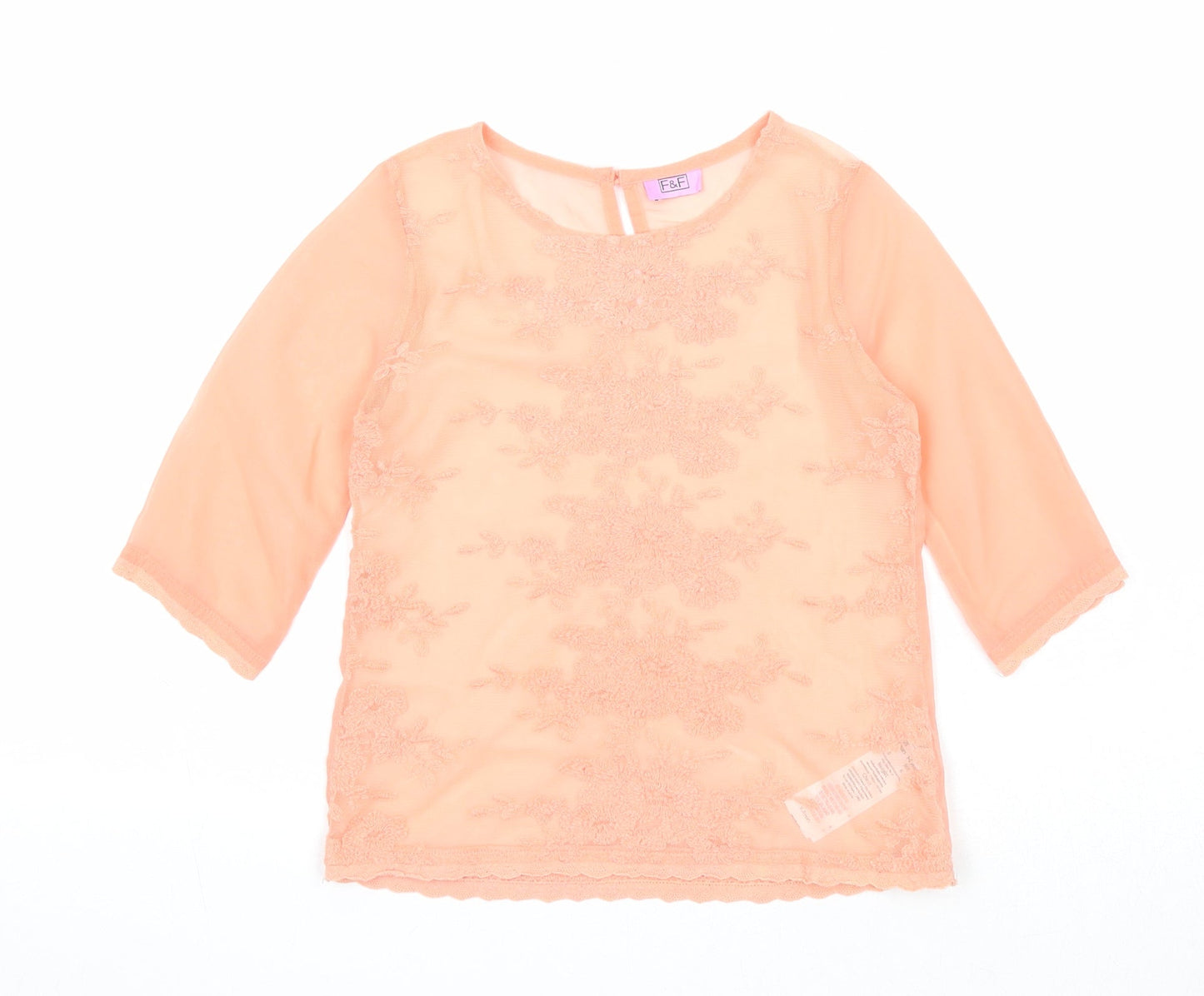 F&F Girls Pink Floral Polyester Basic Blouse Size 5-6 Years Round Neck Button