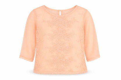 F&F Girls Pink Floral Polyester Basic Blouse Size 5-6 Years Round Neck Button