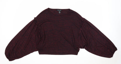 New Look Womens Purple Polyester Basic Blouse Size S Round Neck
