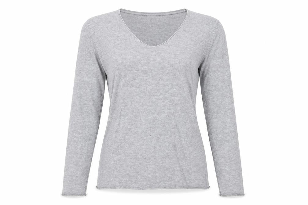 Marinello Womens Grey V-Neck Acrylic Pullover Jumper Size S