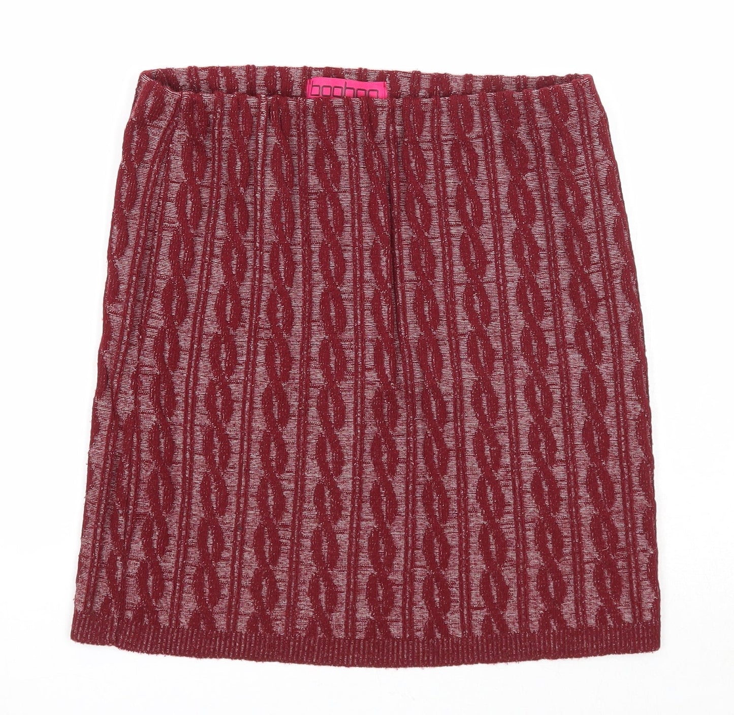 Boohoo Womens Red Geometric Acrylic A-Line Skirt Size M