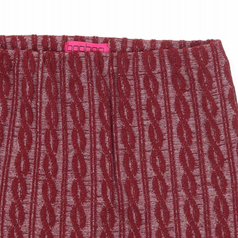 Boohoo Womens Red Geometric Acrylic A-Line Skirt Size M