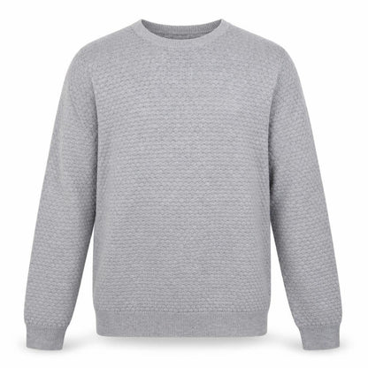 Easy Mens Grey Round Neck Cotton Pullover Jumper Size S Long Sleeve