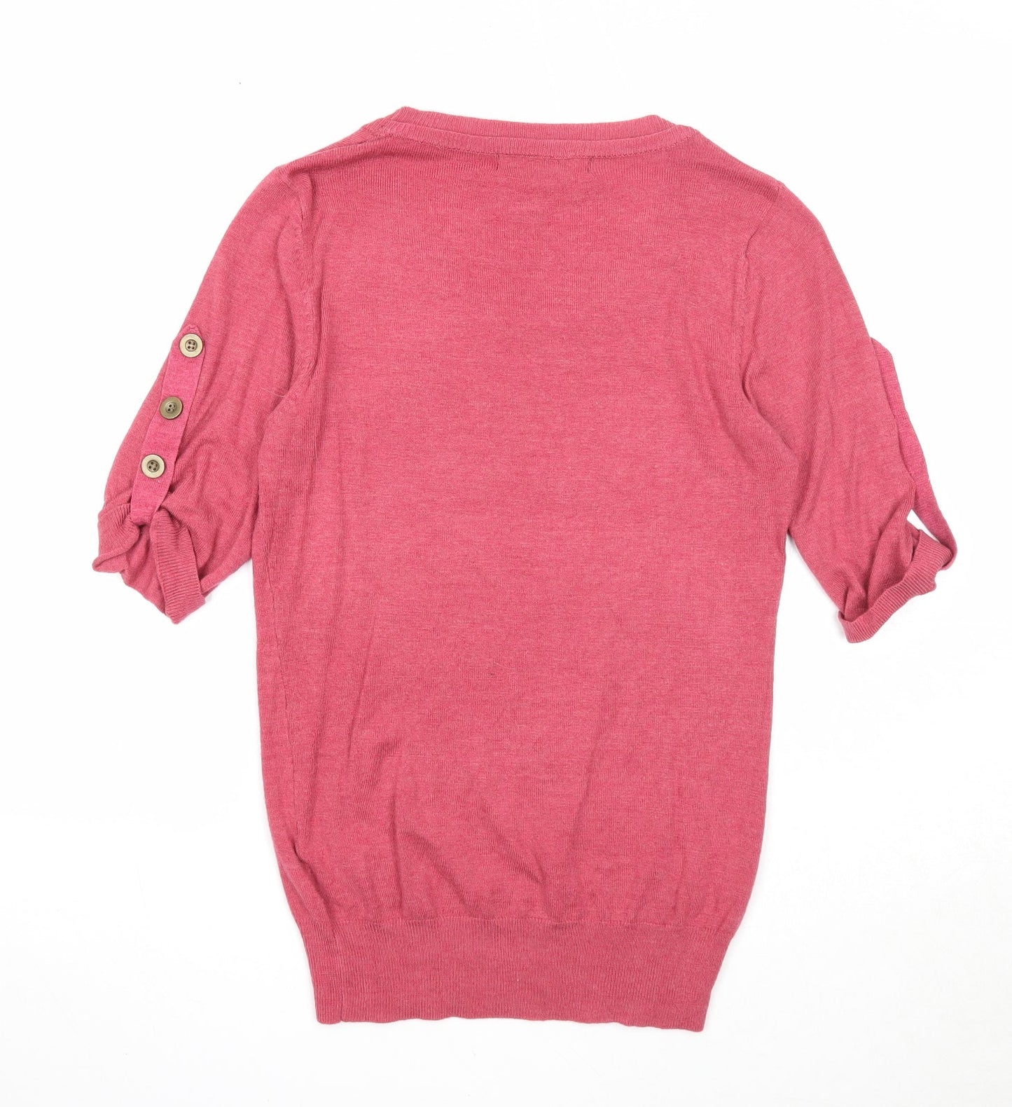 Miso Womens Pink Scoop Neck Acrylic Pullover Jumper Size 12