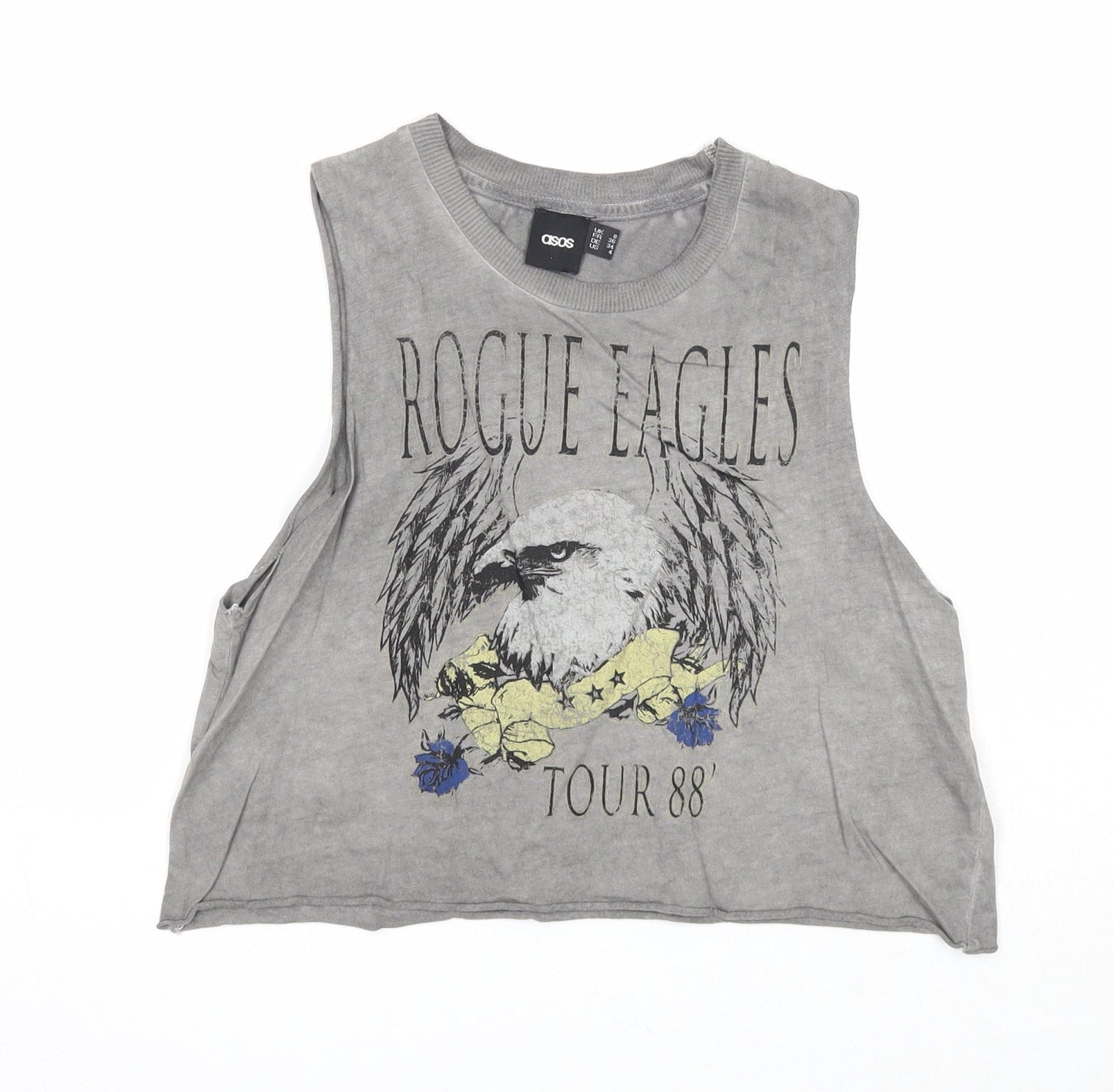 ASOS Womens Grey Cotton Basic Tank Size 8 Round Neck - Rogue Eagles