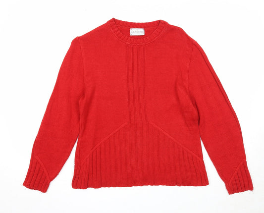 Skovhuus Womens Red Round Neck Cotton Pullover Jumper Size M