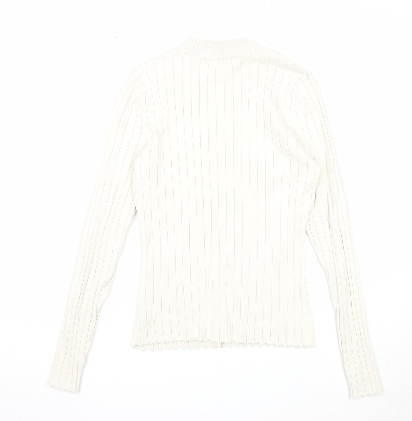 H&M Womens Ivory Round Neck Viscose Pullover Jumper Size S