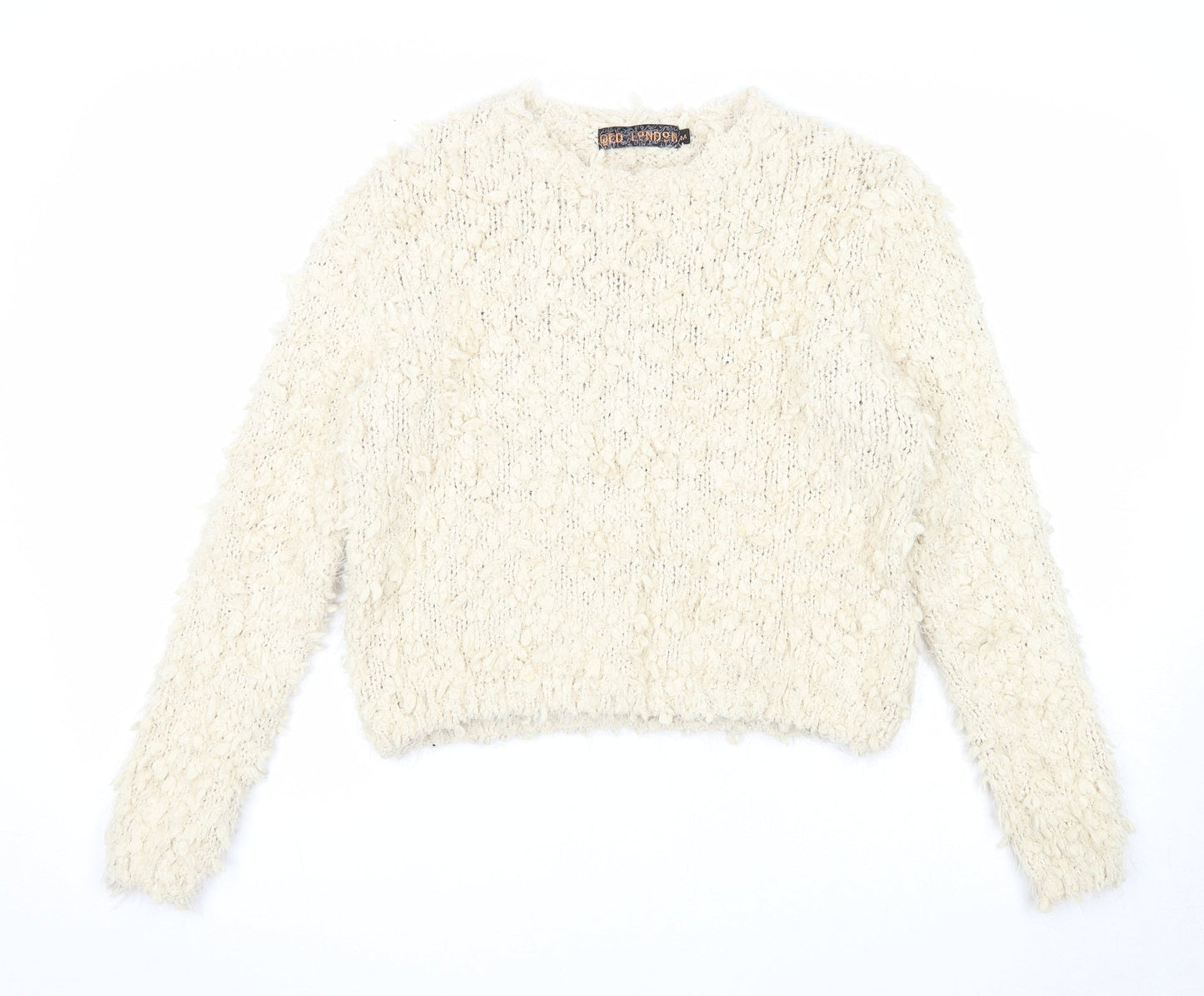 QED London Womens Beige Round Neck Polyester Pullover Jumper Size M