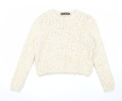 QED London Womens Beige Round Neck Polyester Pullover Jumper Size M