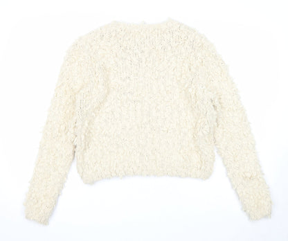 QED London Womens Beige Round Neck Polyester Pullover Jumper Size M