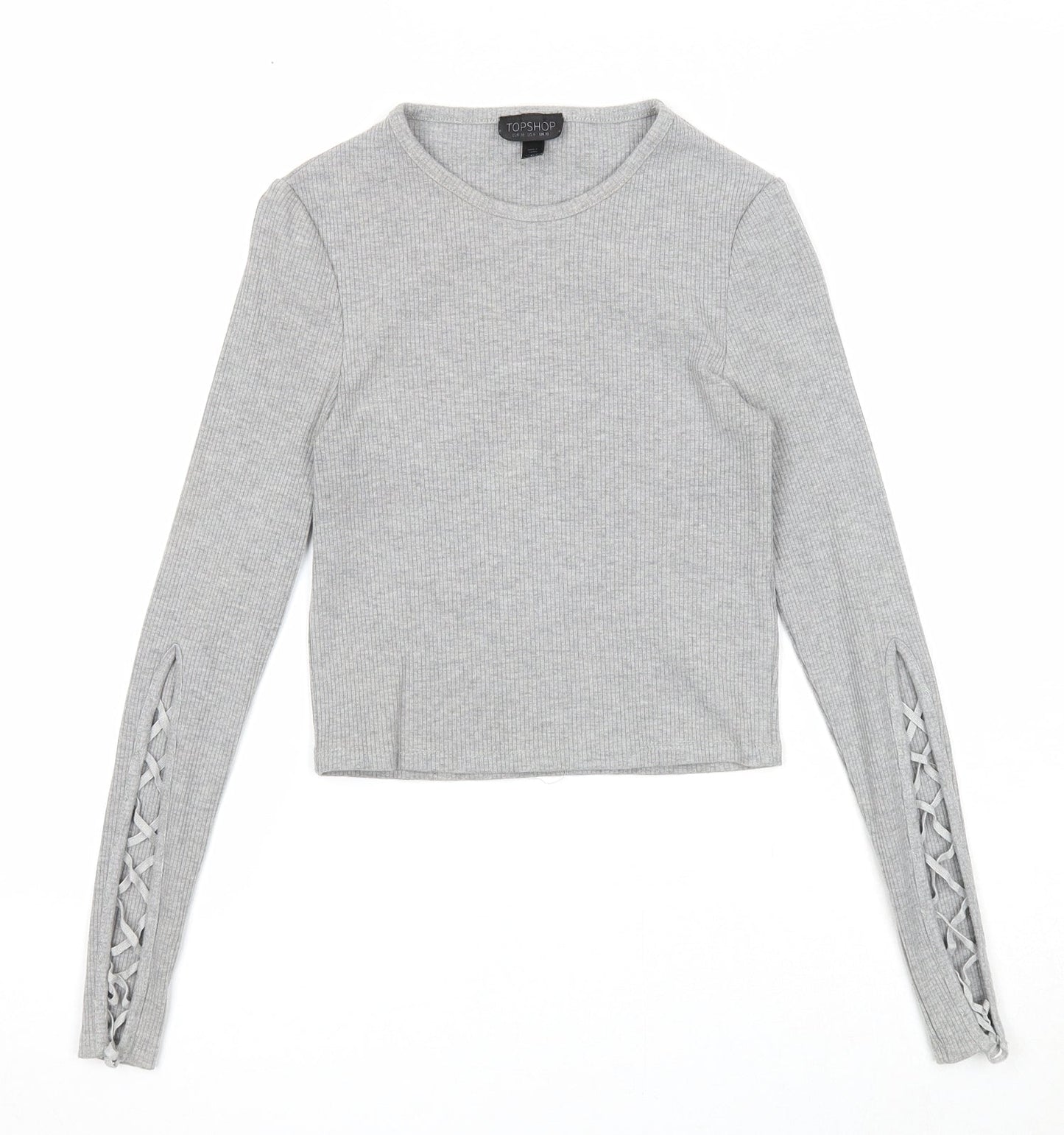 Topshop Womens Grey Round Neck Polyester Pullover Jumper Size 10