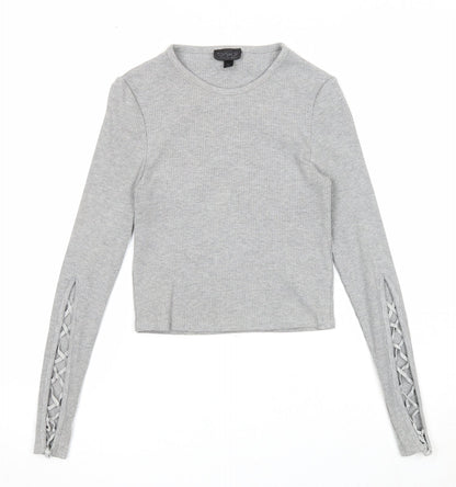 Topshop Womens Grey Round Neck Polyester Pullover Jumper Size 10