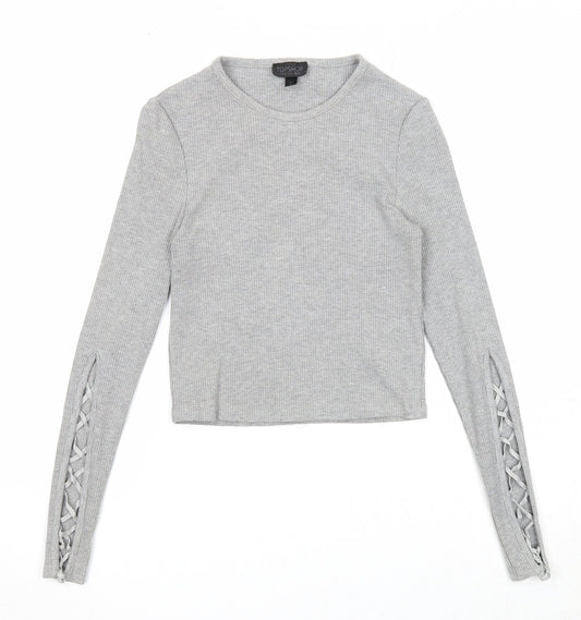 Topshop Womens Grey Round Neck Polyester Pullover Jumper Size 10